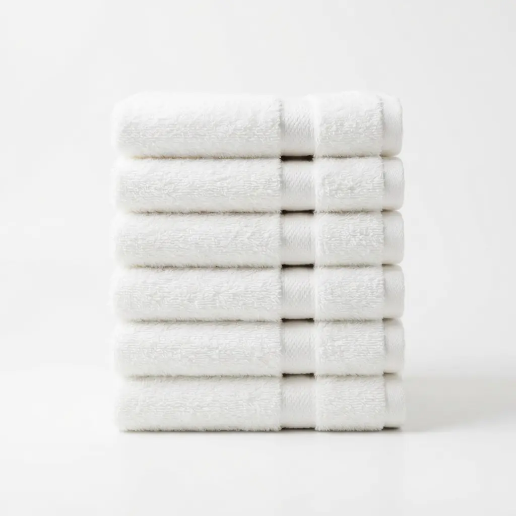 Pile de serviettes blanches fraîchement pliées
